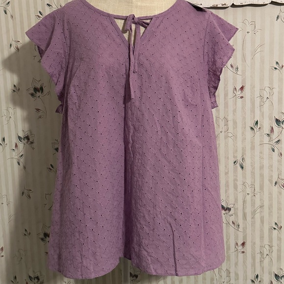 Lane Bryant Lavender Eyelet Top 18/20 - Picture 1 of 4